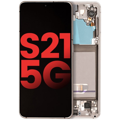 Bloc écran OLED avec châssis pour SAMSUNG S21 5G - Aftermarket Plus - Blanc Phantom