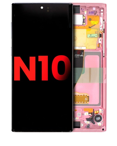 [107081015464] Bloc écran OLED avec châssis compatible SAMSUNG Note 10 - Aftermarket Plus - Aura Rose