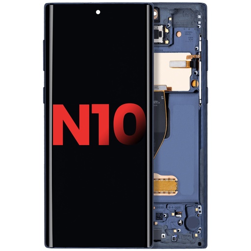 [107081015462] Bloc écran OLED avec châssis compatible SAMSUNG Note 10 - Aftermarket Plus - Aura Argent