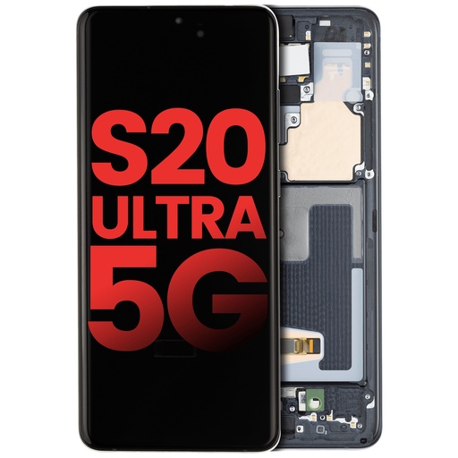 Bloc écran OLED avec châssis pour SAMSUNG S20 Ultra 5G -Aftermarket Plus - Noir Cosmique