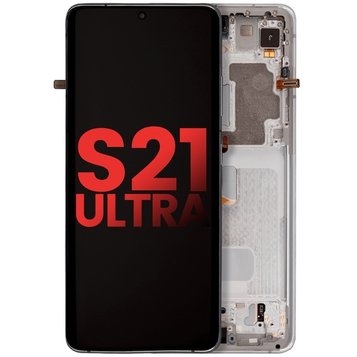 [107081015446] Bloc écran OLED avec châssis compatible SAMSUNG S21 Ultra 5G - Aftermarket Plus - Argent Phantom