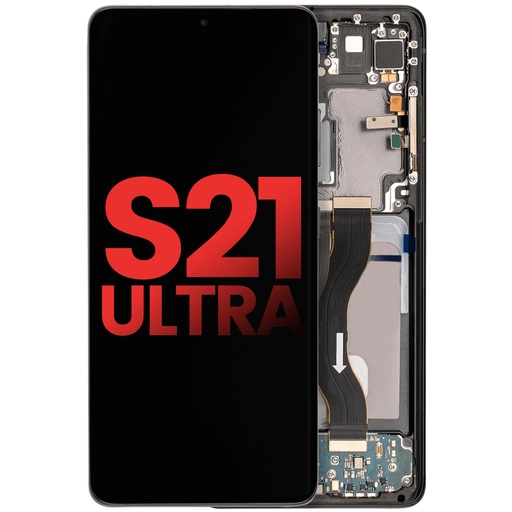 Bloc écran OLED avec châssis pour SAMSUNG S21 Ultra 5G - Aftermarket Plus - Noir Phantom