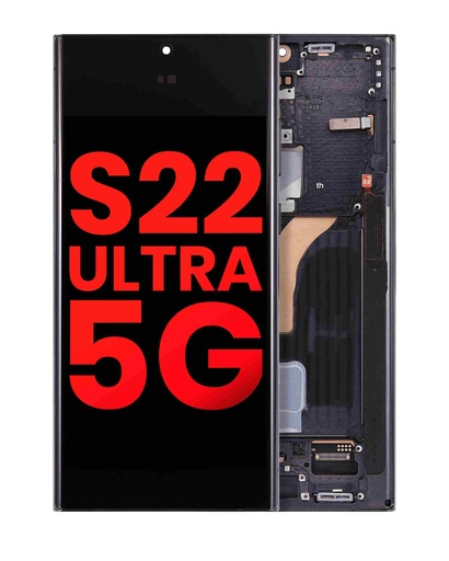[107081015435] Bloc écran OLED avec châssis compatible SAMSUNG S22 Ultra 5G - Aftermarket Plus - Noir Phantom