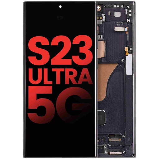 Bloc écran OLED avec châssis pour SAMSUNG S23 Ultra - Version US et International - Aftermarket Plus - Noir