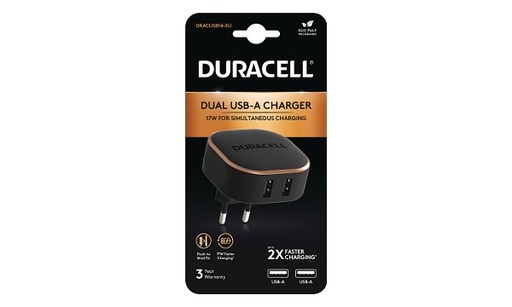 [DRACUSB14-EU] Chargeur double USB-A 17W - Duracell - Noir