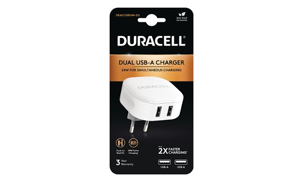 Chargeur usb double duracell blanc