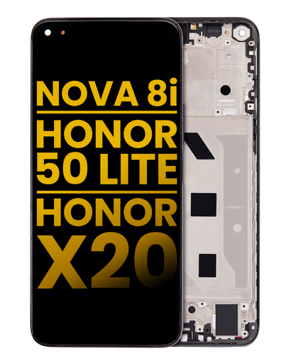 Bloc écran LCD avec châssis pour HUAWEI Nova 8i - Honor 50 Lite - Honor X20 - Reconditionné - Noir Etoile