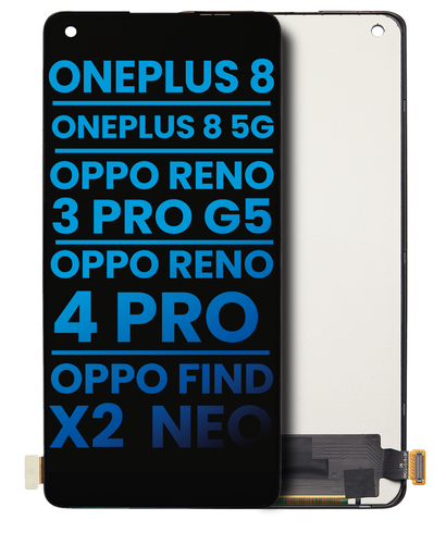 [107082004905] Bloc écran LCD sans châssis compatible OnePlus 8 5G - Reno 3 Pro 5G - Reno 4 Pro - Find X2 Neo - Aftermarket incell - Toutes couleurs