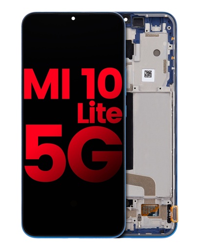 Bloc écran OLED avec châssis compatible  Xiaomi Mi 10 Lite 5G - Aftermarket Plus - Bleu Aurora