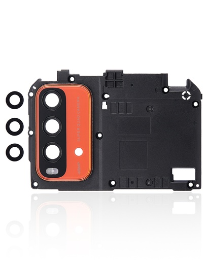 Lentille caméra arrière avec support -  cadre compatible  XIAOMI Redmi Note 9 4G -  Orange