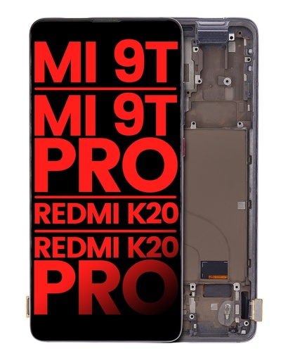 Bloc écran OLED avec châssis pour XIAOMI Mi 9T - 9T Pro - Redmi K20 - Redmi K20 Pro - Aftermarket Plus - Noir Carbone