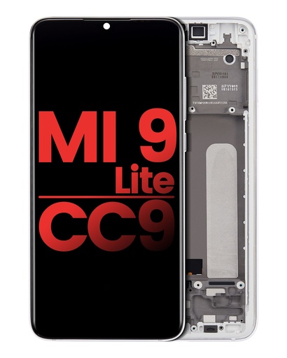 Bloc écran OLED avec châssis compatible Xiaomi Mi 9 Lite - CC9 - Aftermarket Plus - Blanc Perlé