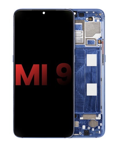 Bloc écran OLED avec châssis compatible Xiaomi Mi 9 - Aftermarket Plus - Bleu Océan