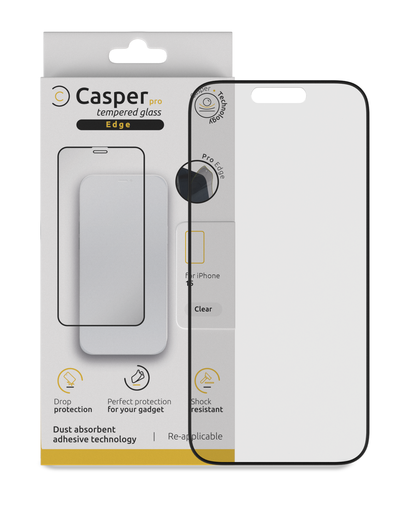 [107082000190] Verre trempé Clair compatible iPhone 15 Apple - Casper Pro Edge