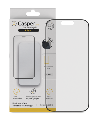 [107082000192] Verre trempé Clair compatible iPhone 15 Pro Apple - Casper Pro Edge