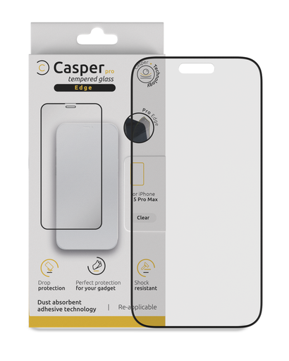 [107082000193] Verre trempé Clair compatible iPhone 15 Pro Max - Apple - Casper Pro Edge