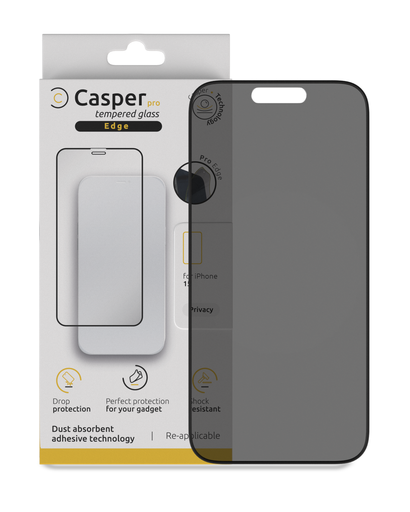 [107082000194] Verre trempé Privacy compatible iPhone 15 - Apple - Casper Pro Edge