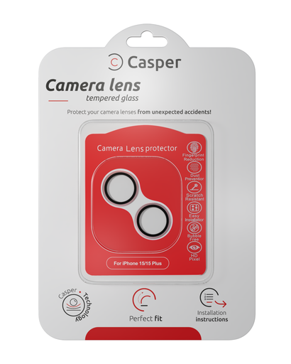 [107082117581] Protection lentille pour iPhone 15 - 15 Plus - Apple - Casper - Rose