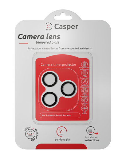 Protection lentille pour iPhone 15 Pro - 15 Pro Max - Casper - Noir