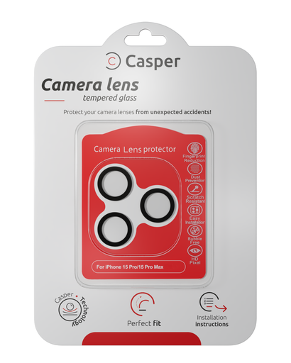 [107082117585] Protection lentille pour iPhone 15 Pro - 15 Pro Max - Apple - Casper - Noir