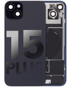 Vitre arrière ORIGINALE pour iPhone 15 Plus - avec plaque en métal - NFC - Magsafe - Nappe Flash - Grade A - Noir - original occasion