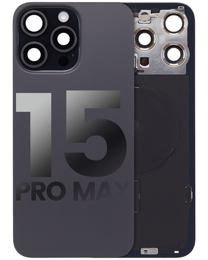 [107082130355] Vitre arrière avec adhésif et MagSafe original pour iPhone 15 Pro Max - Avec Logo - Grade A - Noir Titane