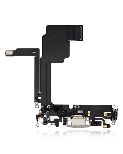 [107082130421] Connecteur de charge avec nappe compatible iPhone 15 Pro - Premium - Blanc Titane