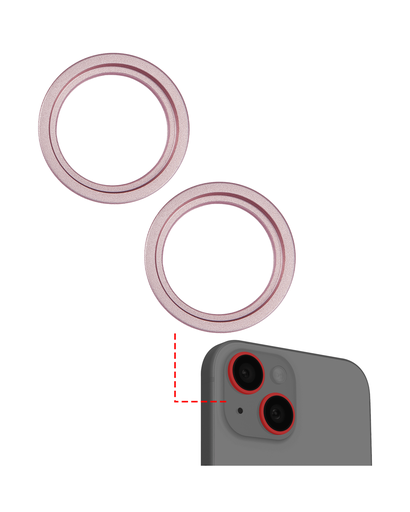 Support lentille caméra arrière - 2 pièces - pour iPhone 15 - 15 Plus - Aftermarket Plus - Rose