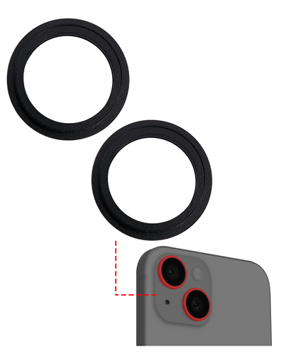 Support lentille caméra - 2 pièces - pour iPhone 15 - 15 Plus - Aftermarket Plus - Noir