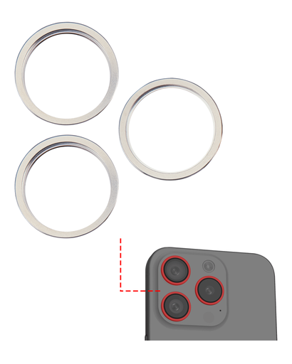 Support lentille caméra arrière - 3 pièces - pour iPhone 15 Pro - Aftermarket Plus - Blanc Titane