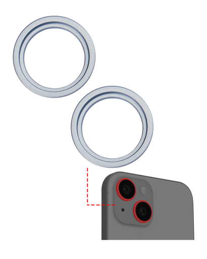 Support lentille caméra arrière - 2 pièces - pour iPhone 15 - 15 Plus - Aftermarket Plus  - Bleu