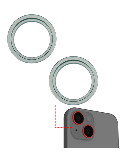 Support lentille caméra arrière - 2 pièces - pour iPhone 15 - 15 Plus - Aftermarket Plus - Vert