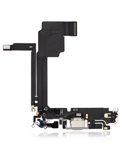 [107082130321] Connecteur de charge avec nappe compatible iPhone 15 Pro Max - Premium - Blanc Titane