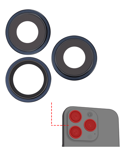 Lentilles camera arrière avec support pour iPhone 15 Pro Max - Premium - 3 Pièces - Bleu Titane