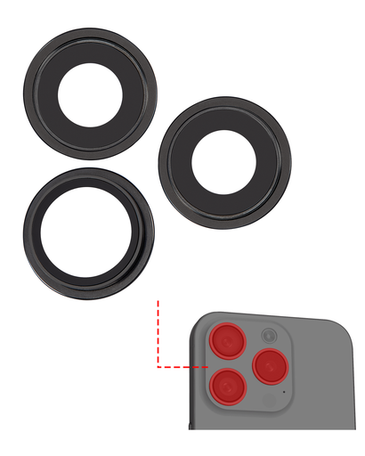 Lentilles camera arrière avec support pour iPhone 15 Pro Max - Premium - 3 Pièces - Noir Titane