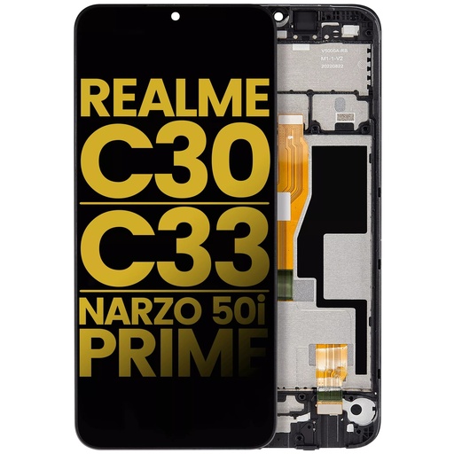 [107082118104] Bloc écran LCD avec châssis compatible Realme C30 - C33 - Narzo 50i Prime - Reconditionné - Toutes couleurs