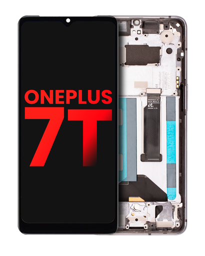 [107082073205] Bloc écran OLED sans châssis compatible OnePlus 7T - Aftermarket Plus - Argent mat