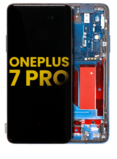 Bloc écran OLED avec châssis pour OnePlus 7 Pro - 7T Pro - Reconditionné - Bleu Nébuleux