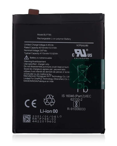[107082079119] Batterie compatible Oneplus Nord 4G - BLP785