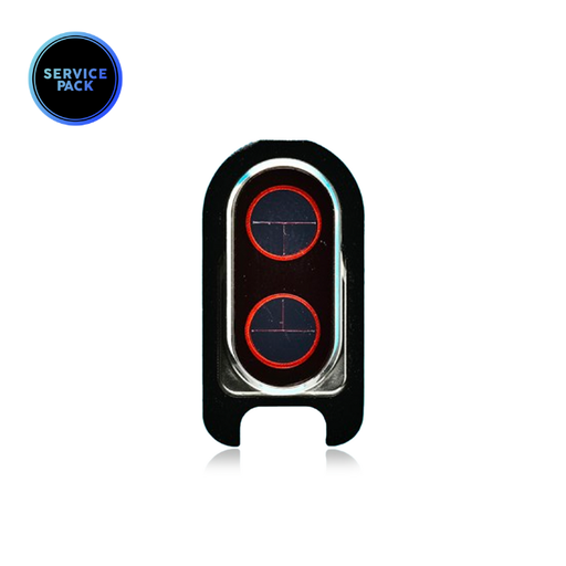 [107082049666] Lunette caméra arrière avec support pour OnePlus 6 - A6000 et A6003 - SERVICE PACK - Rouge orangé