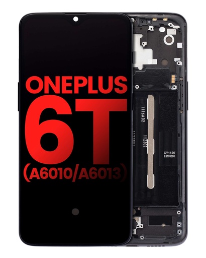 [107084001806] Bloc écran OLED avec châssis compatible OnePlus 6T - A6010 - A6013 - Aftermarket Plus - Mirror Black
