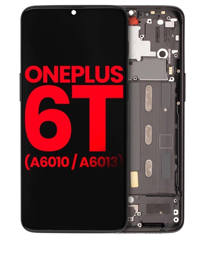 [107084001807] Bloc écran OLED avec châssis compatible OnePlus 6T - A6010 - A6013 - Aftermarket Plus - Midnight Black