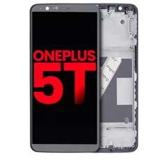 [107084001011] Bloc écran OLED avec châssis compatible OnePlus 5T - Aftermarket Plus - Noir