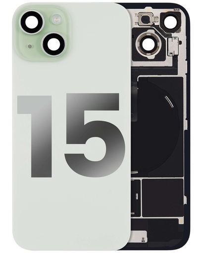 Vitre arrière ORIGINALE pour iPhone 15 - avec plaque en métal - NFC - MagSafe - Nappe Flash - Grade A - Vert - original occasion