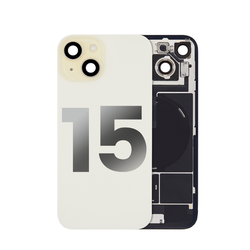 Vitre arrière ORIGINALE pour iPhone 15 - Avec plaque en métal - NFC - MagSafe - Nappe Flash - Grade A - Jaune - original occasion