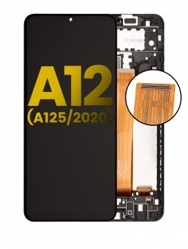 Bloc écran LCD avec châssis pour SAMSUNG A12 - A125F - Reconditionné - Noir