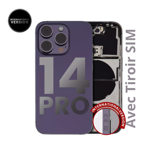 Chassis arrière avec petit composant pré installé pour iPhone 14 Pro - Version Internationale - Grade A - Violet - original occasion