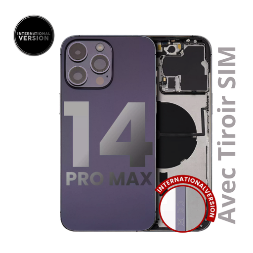 Châssis arrière avec petit composant pré installé pour iPhone 14 Pro Max - Grade A - avec logo - Version Internationale - Violet - original occasion