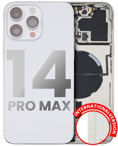 [107081017174] Châssis arrière avec petit composant pré installé pour iPhone 14 Pro Max - Grade A - Avec logo - Version Internationale - Argent
